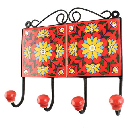 Sunflower Ceramic Tile Wall Hook in Yellow